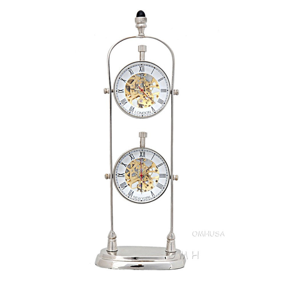 Brass See Thru Clock Double