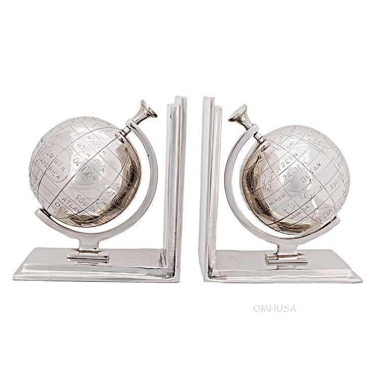 Alum Globe Bookend Set Of Two