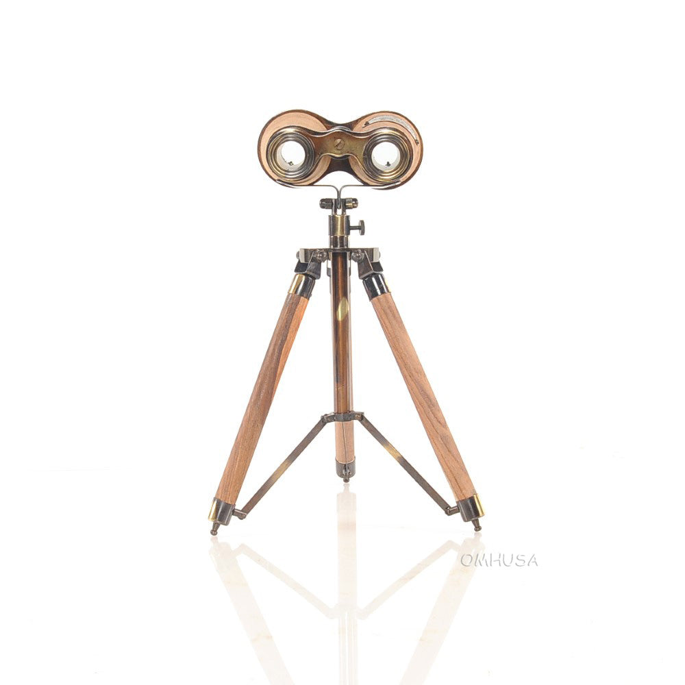 Wood/Brass Binocular On Stand