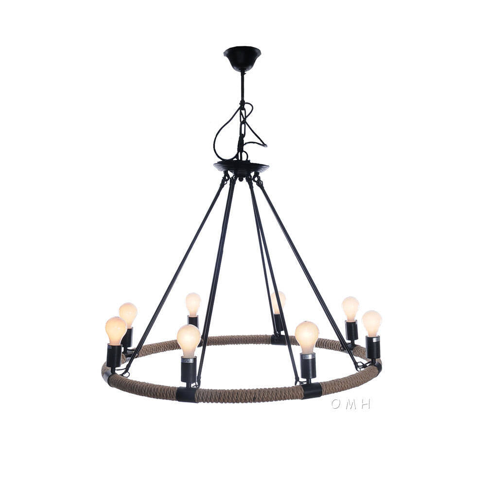 Rope Pendant Lamp - 8 Bulbs