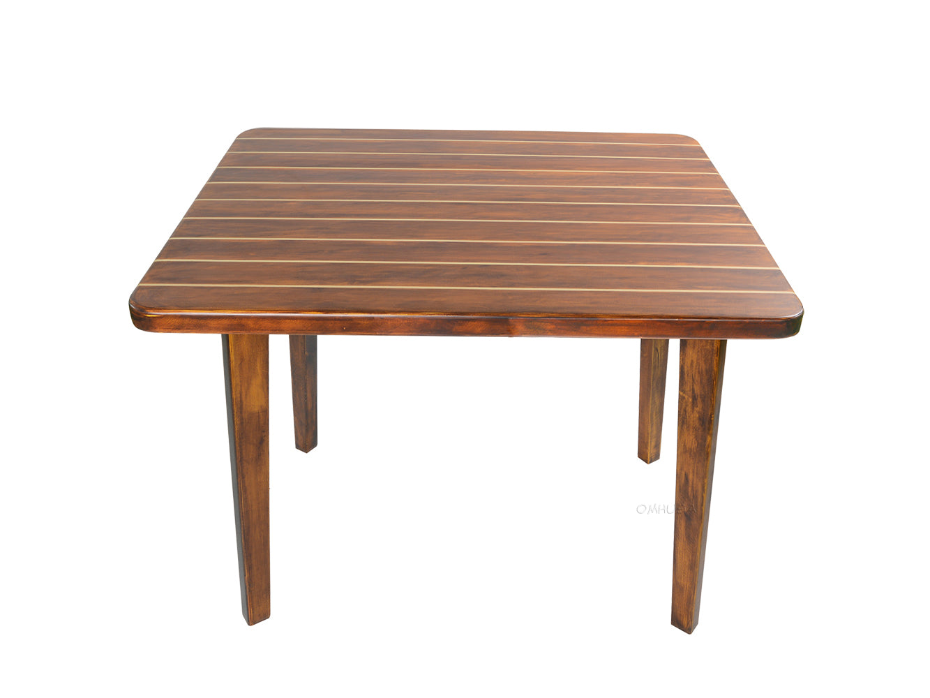 Nautical Table With Inlay Wood Stripes Small