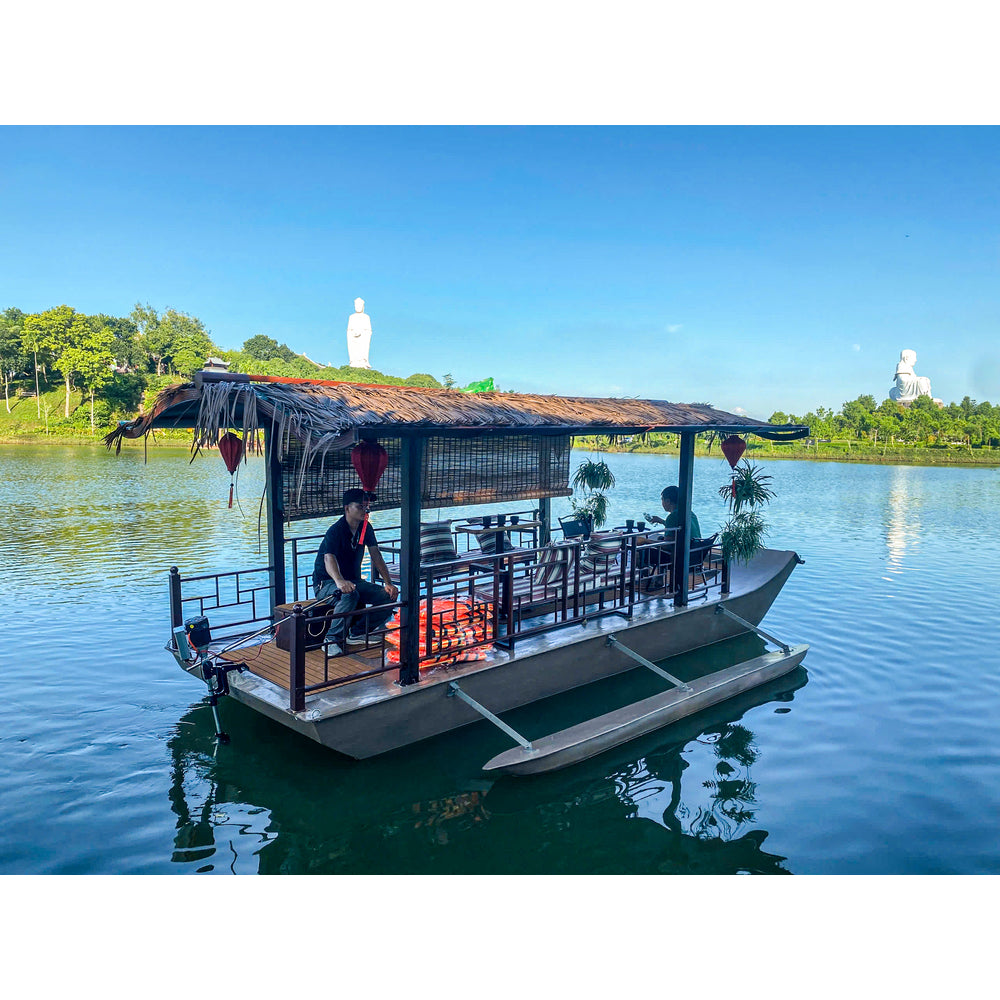 Composite gazebo houseboat with roof