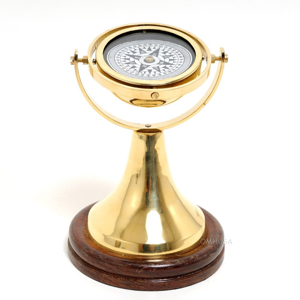 Gimbaled Compass on wood base