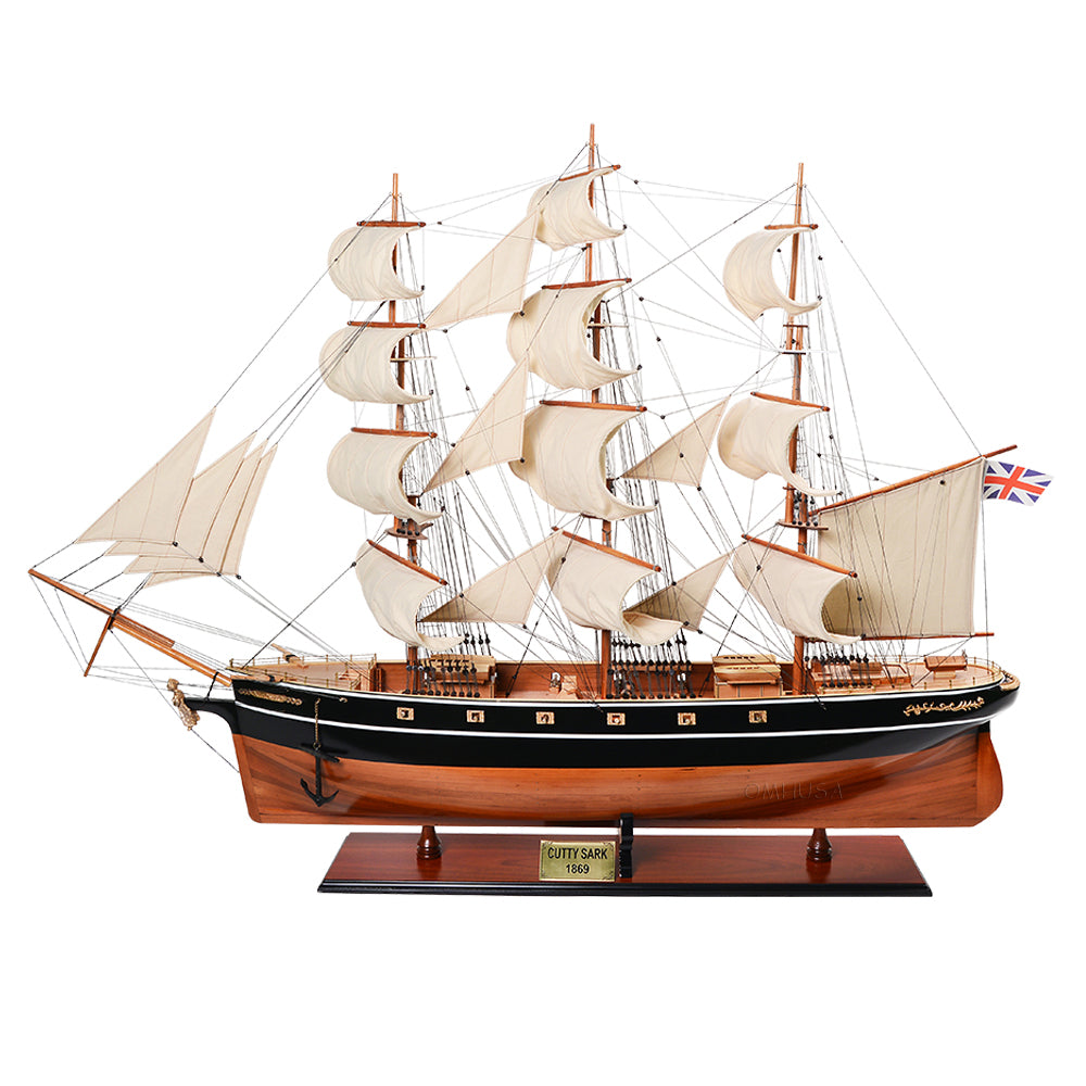 Cutty Sark 1869 British tea clipper model, 47 inches, western red cedar, mahogany and teak