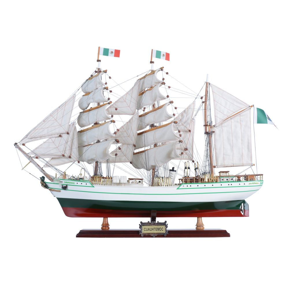 Cuauhtemoc Mexican Navy sail training barque model, 28 inches, mahogany and western red cedar
