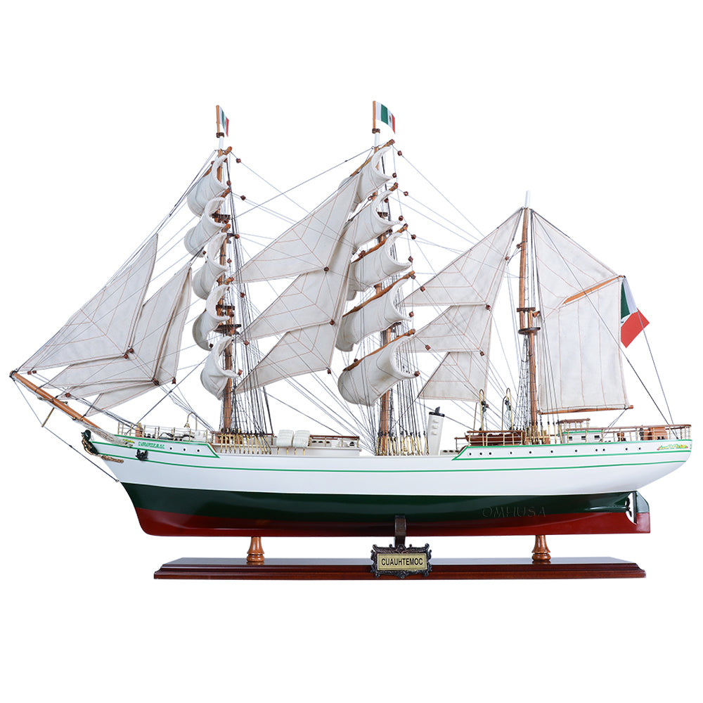 Cuauhtemoc Mexican Navy sail training barque model, 32 inches, full sails