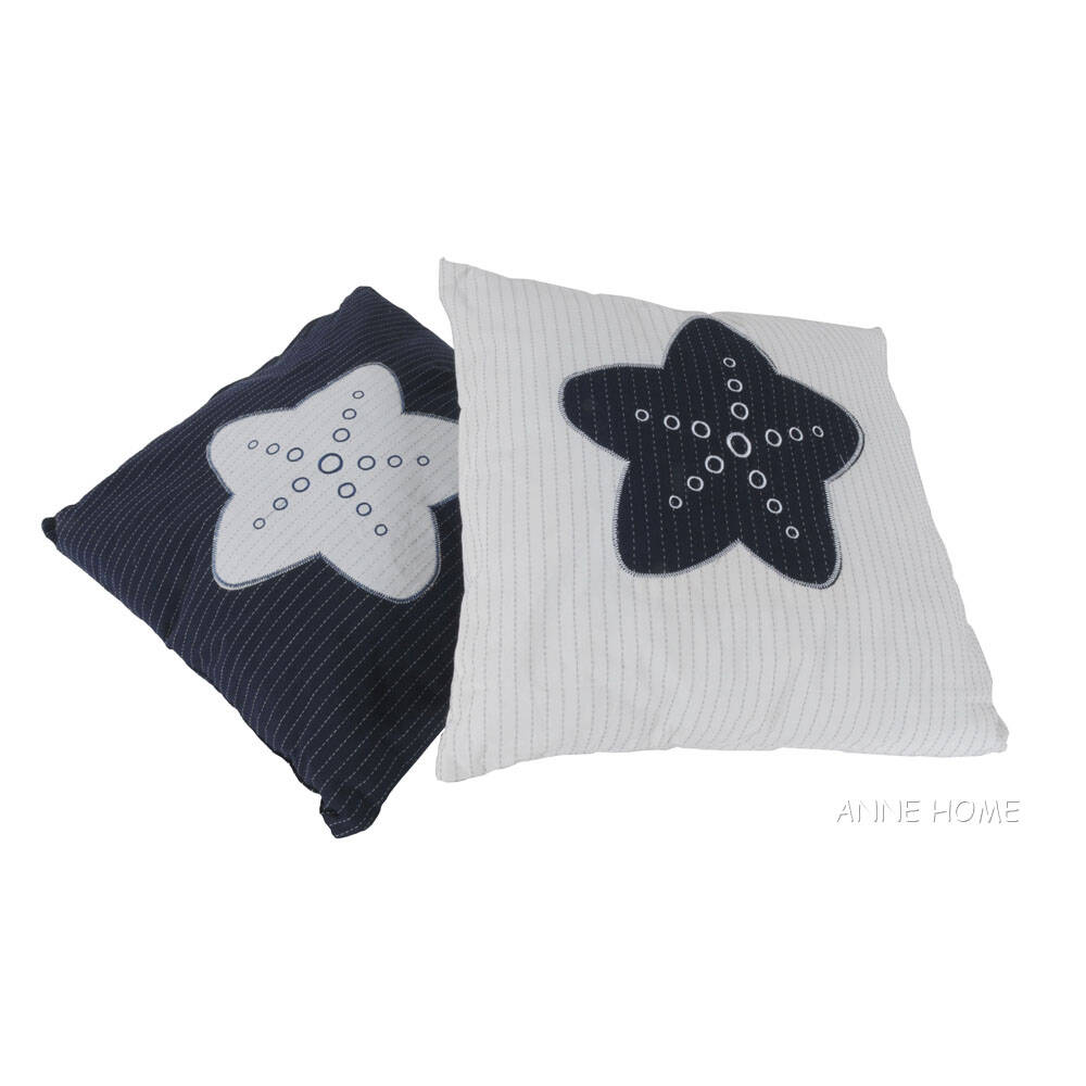 Anne Home - White Pillow  Blue Star