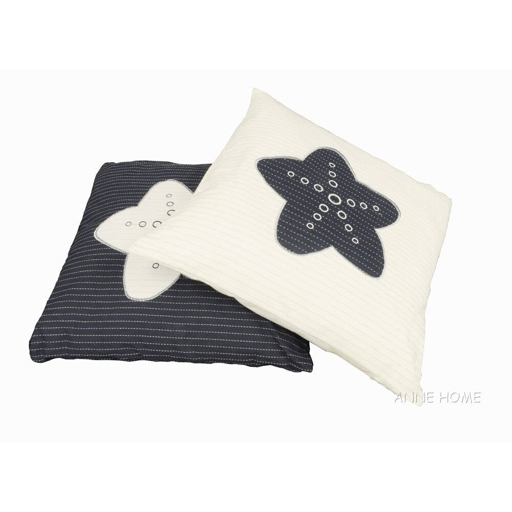 Anne Home - White Pillow  Blue Star