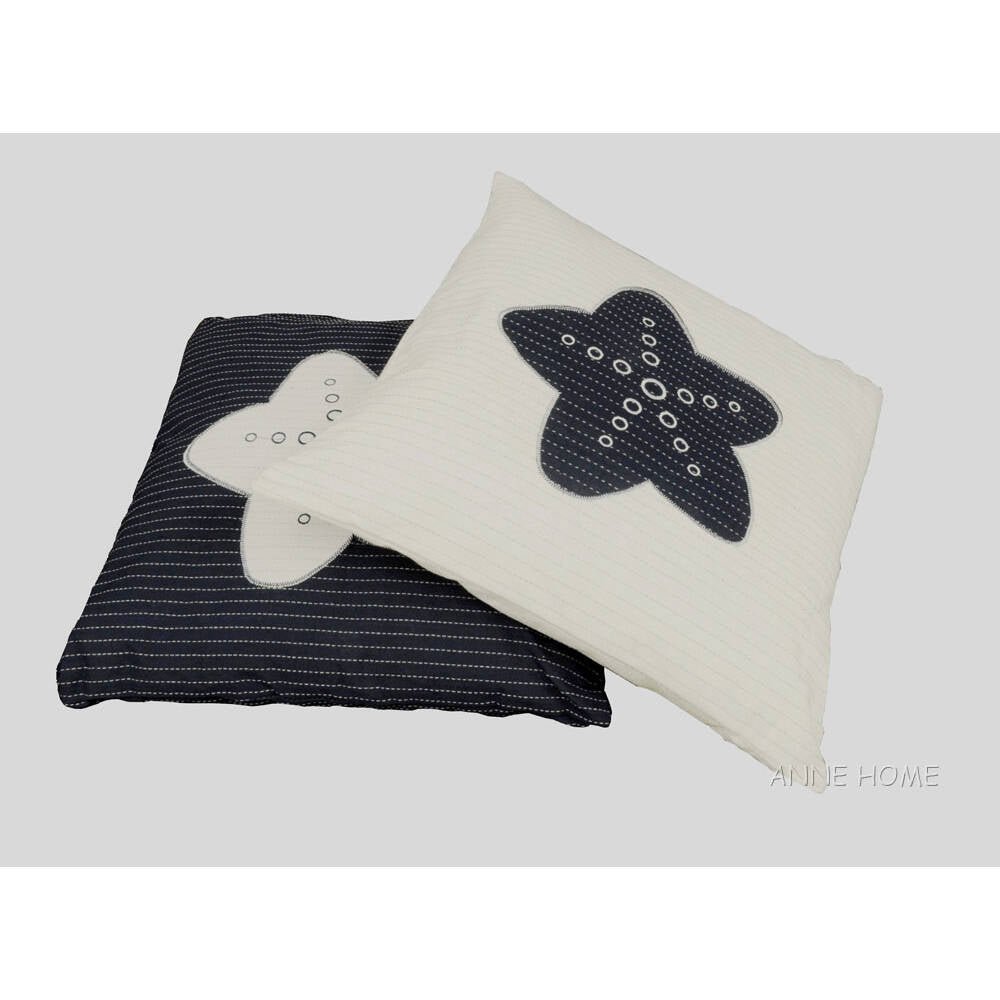 Anne Home - White Pillow  Blue Star