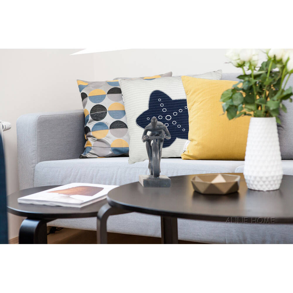 Anne Home - White Pillow  Blue Star