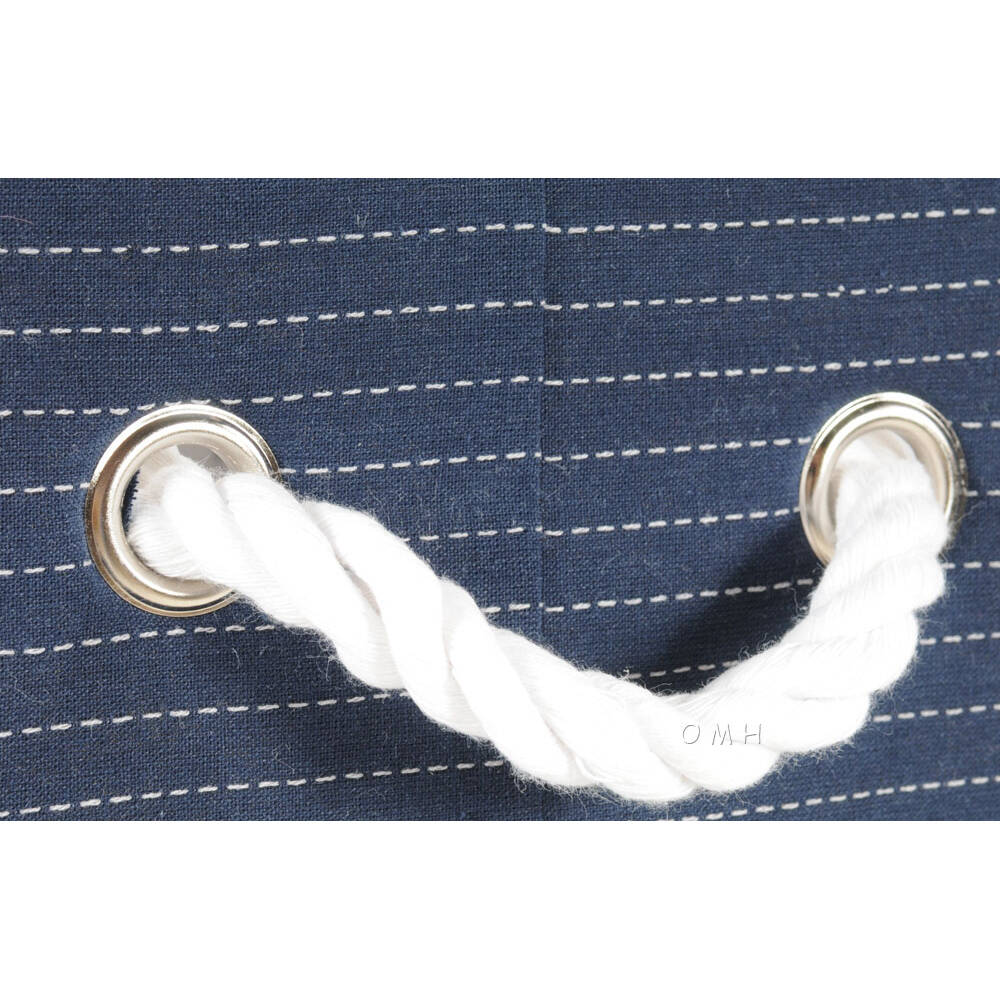 Anne Home - Set of 5 Blue Fabric Basket With Bow Decoration