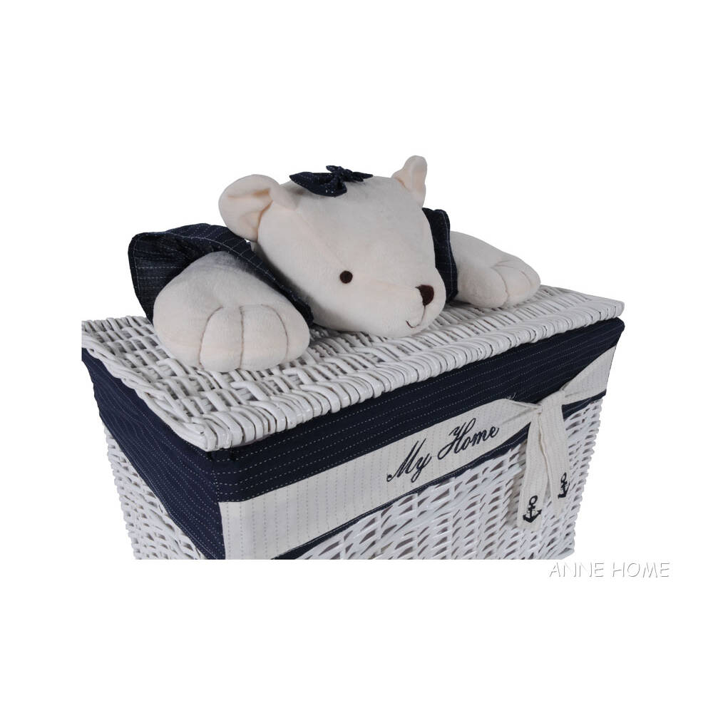 Anne Home - Set of 5 Rectangular Willow Baskets Bear Design