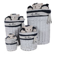 Anne Home - Set of 4 Oval Willow Baskets With Bear Design