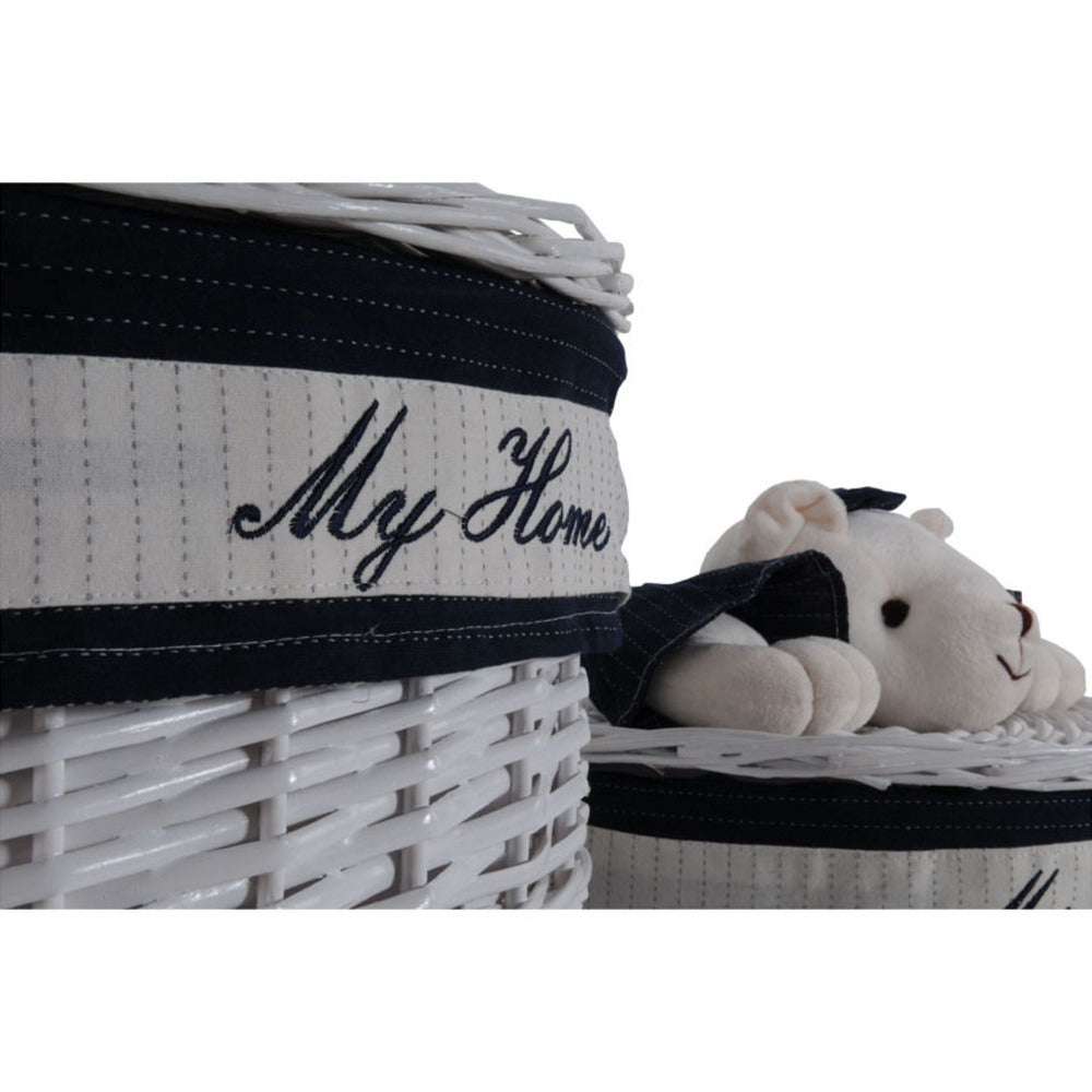 Anne Home - Set of 4 Oval Willow Baskets With Bear Design