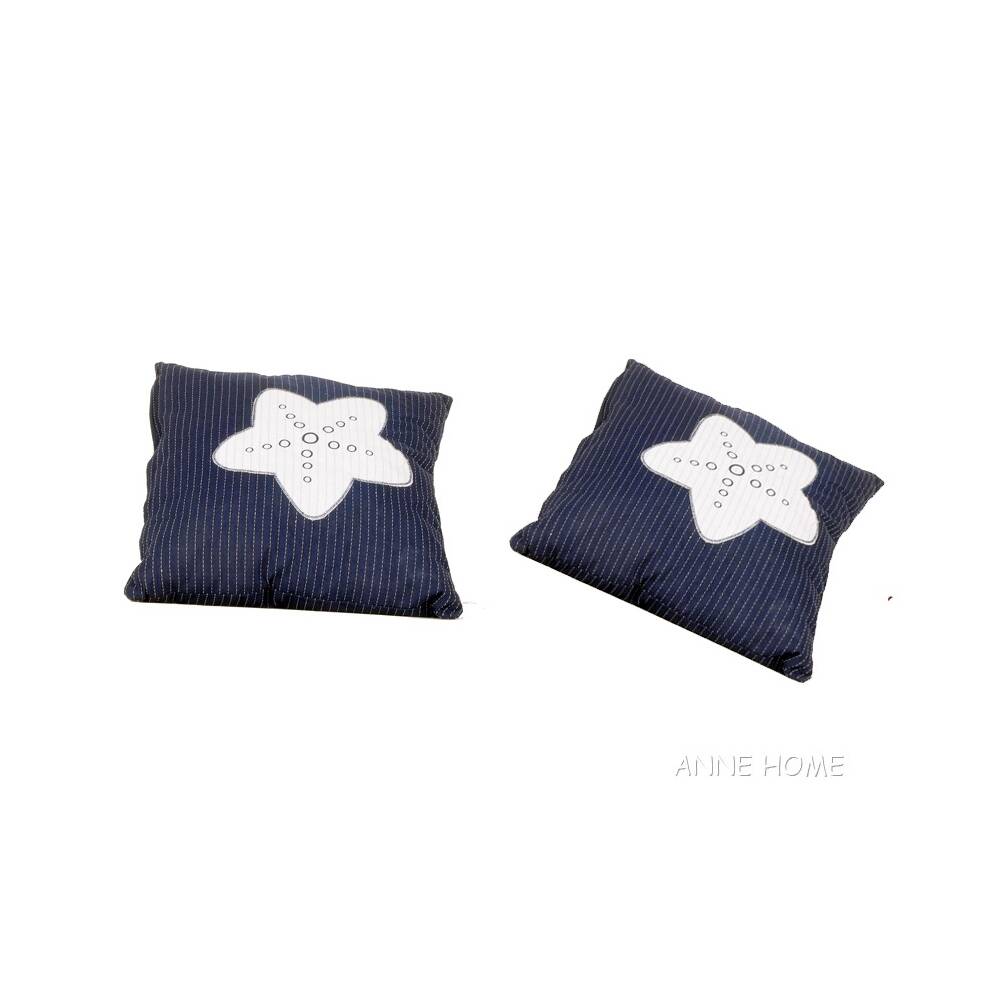 Anne Home - Blue Pillow  White Star  Set of 2