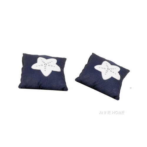 Anne Home - Blue Pillow  White Star  Set of 2