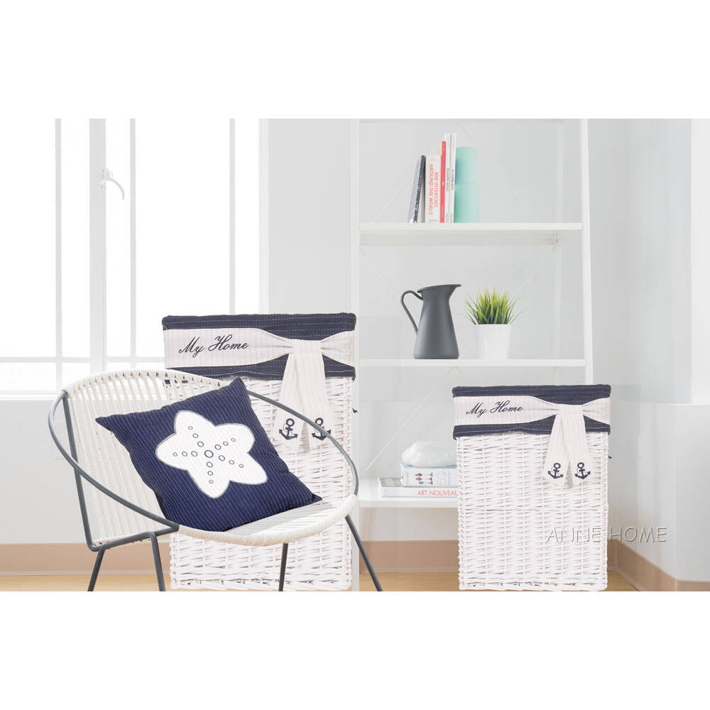 Anne Home - Blue Pillow  White Star  Set of 2