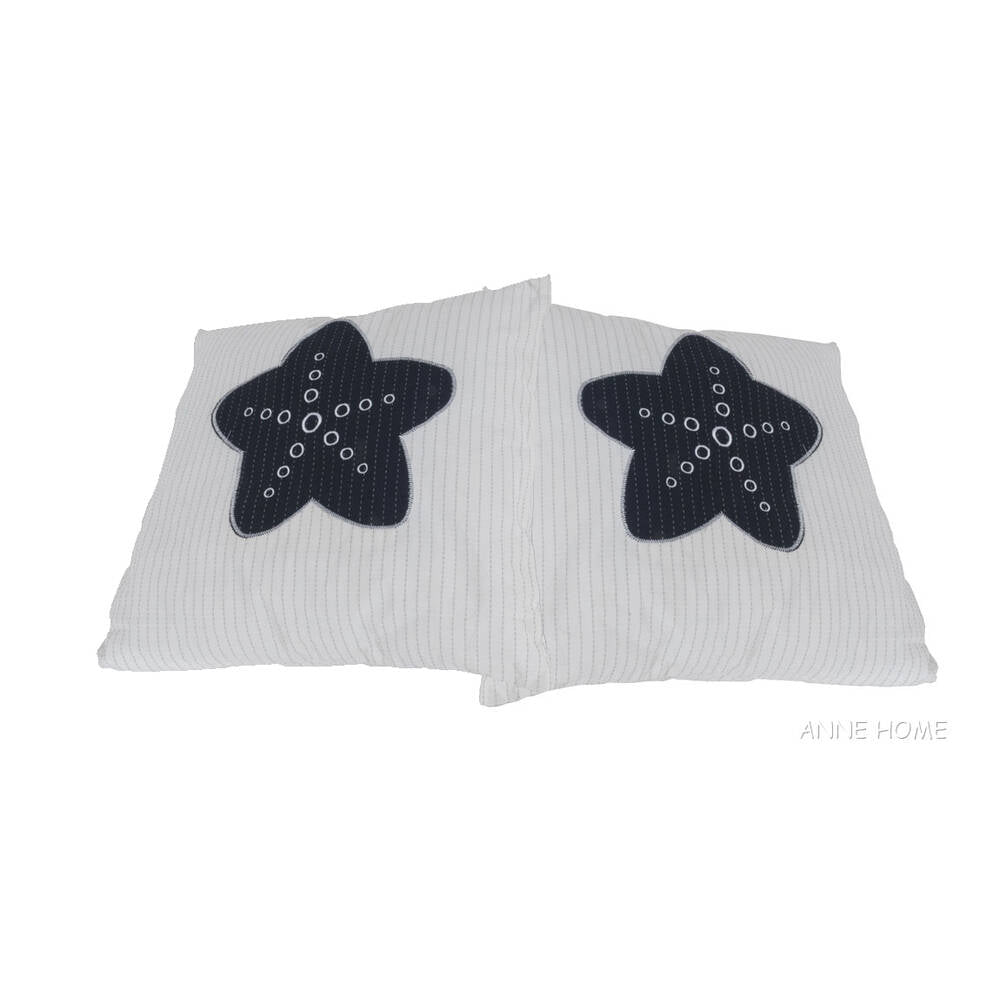 Anne Home - White Pillow  Blue Star  set of 2