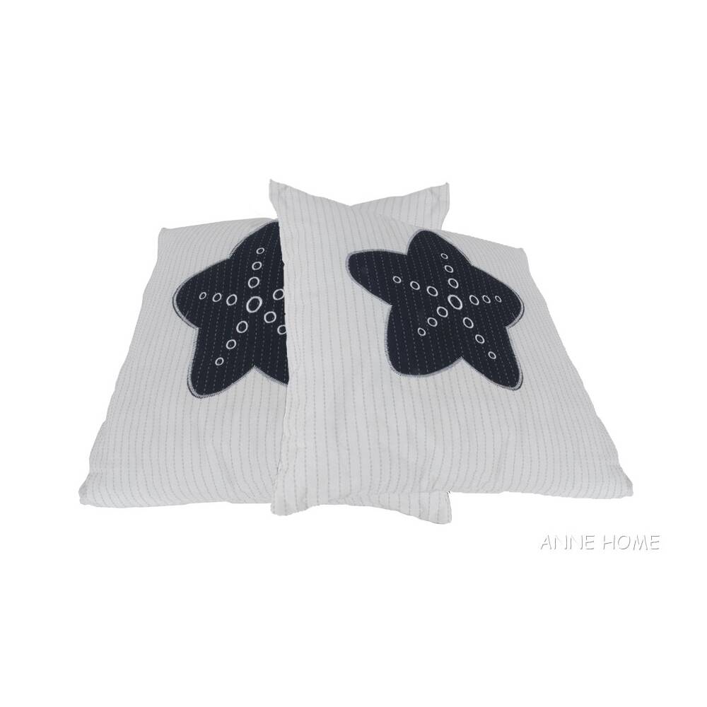Anne Home - White Pillow  Blue Star  set of 2