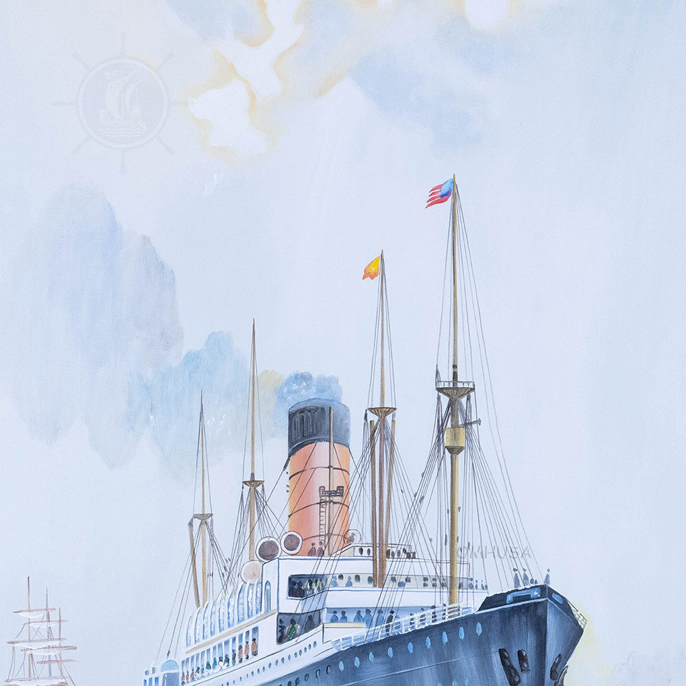 The Cunard Liner Carpathia Outward Bound from Liverpool in the Moonlight - Canvas Painting