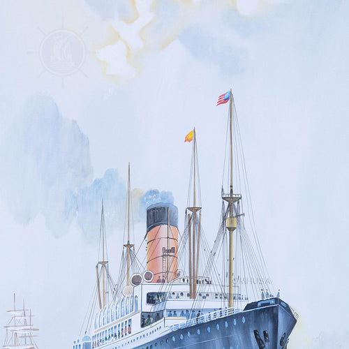 The Cunard Liner Carpathia Outward Bound from Liverpool in the Moonlight - Canvas Painting