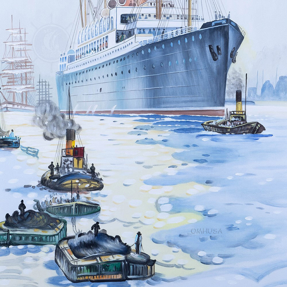 The Cunard Liner Carpathia Outward Bound from Liverpool in the Moonlight - Canvas Painting