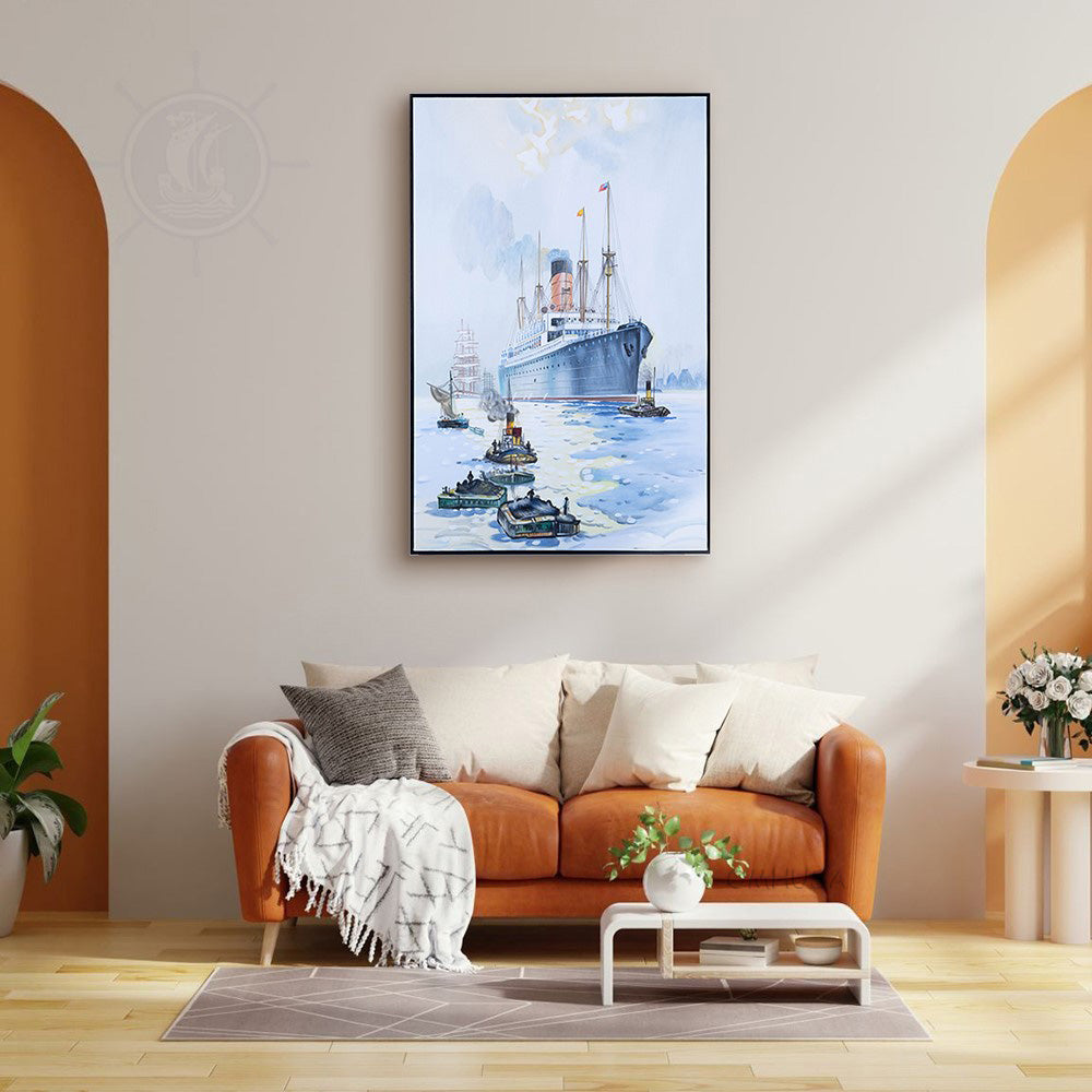 The Cunard Liner Carpathia Outward Bound from Liverpool in the Moonlight - Canvas Painting