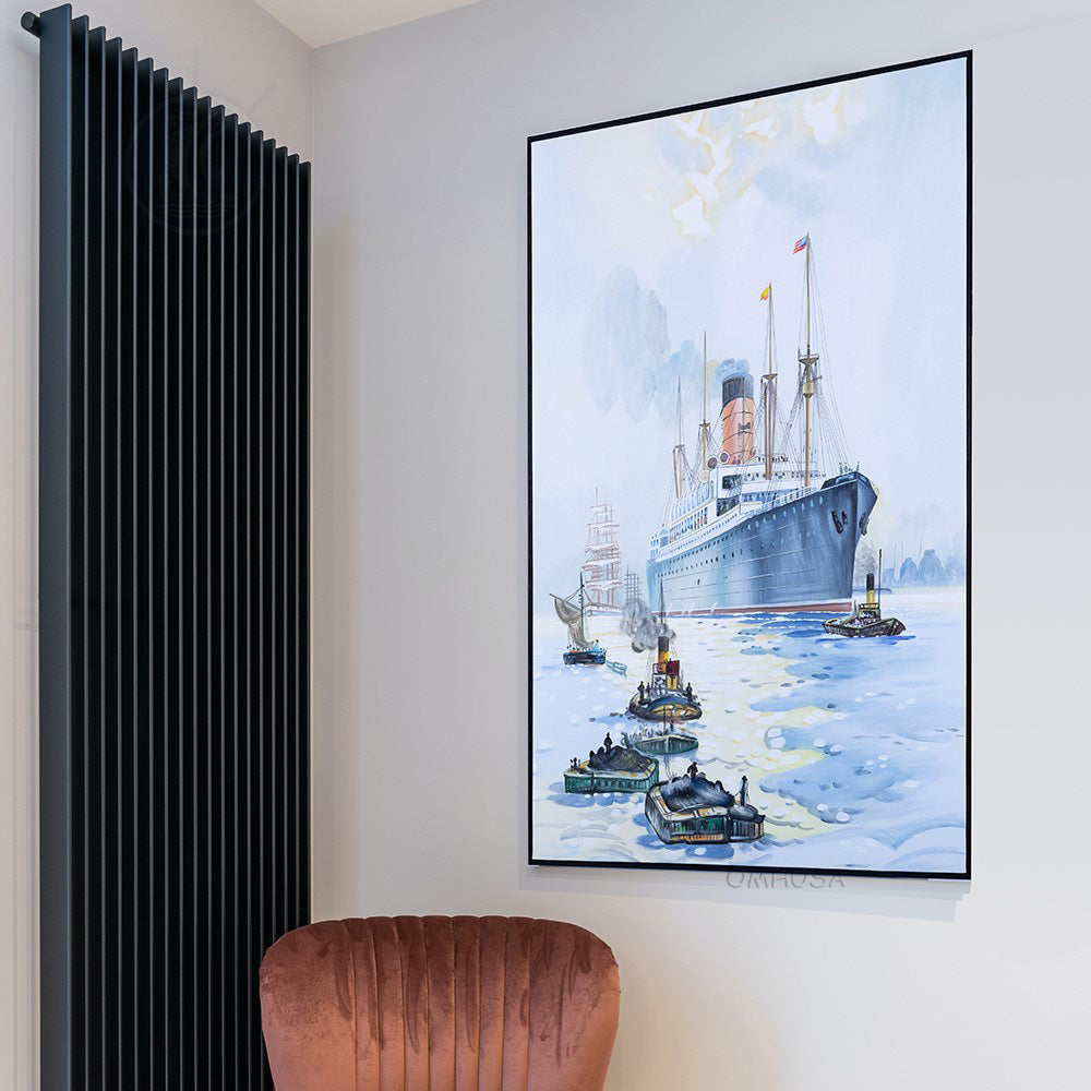 The Cunard Liner Carpathia Outward Bound from Liverpool in the Moonlight - Canvas Painting