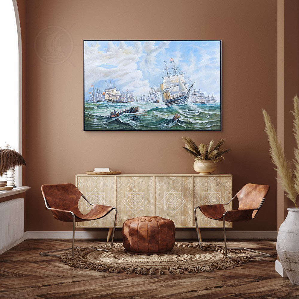 The Channel fleet in heavy weather - Canvas Painting