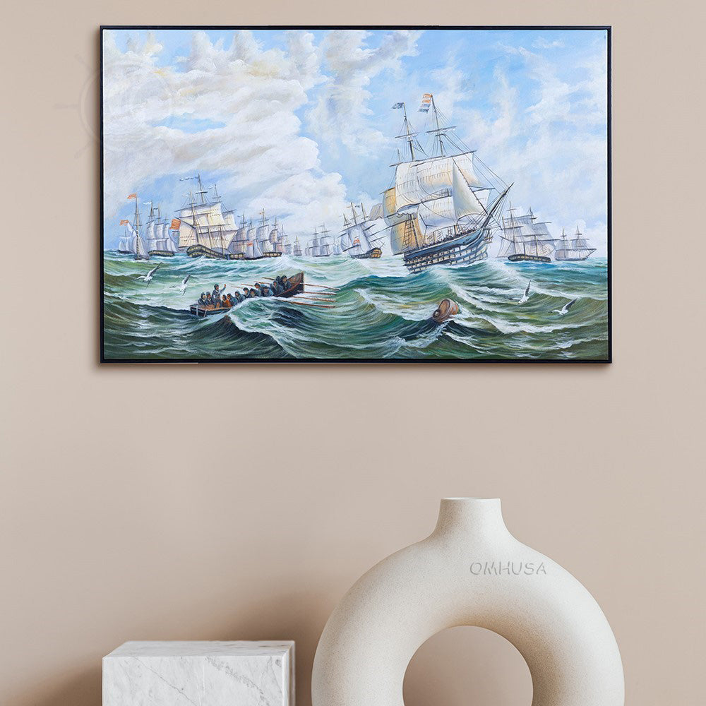 The Channel fleet in heavy weather - Canvas Painting