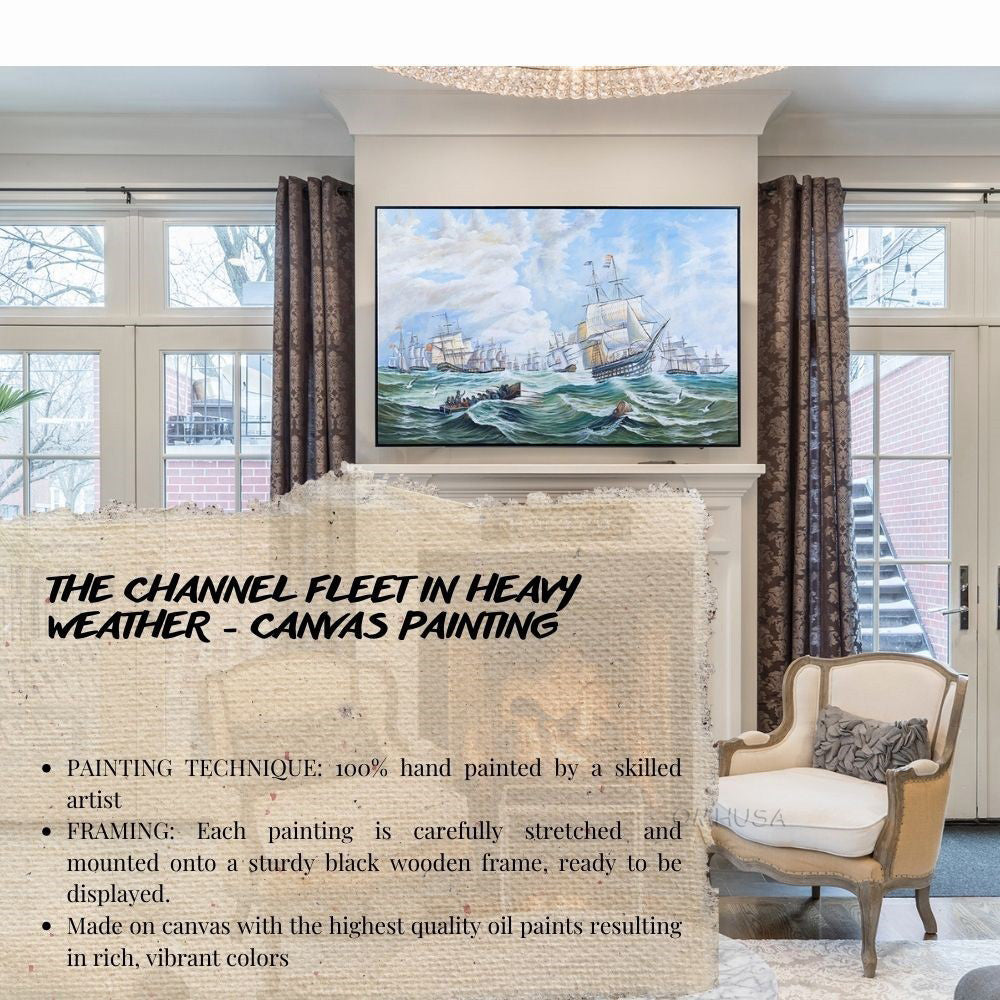 The Channel fleet in heavy weather - Canvas Painting