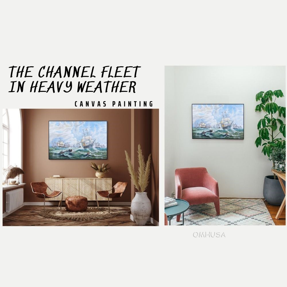 The Channel fleet in heavy weather - Canvas Painting
