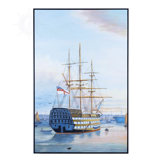 H.M.S. Victory in Portsmouth Harbour - Canvas Painting