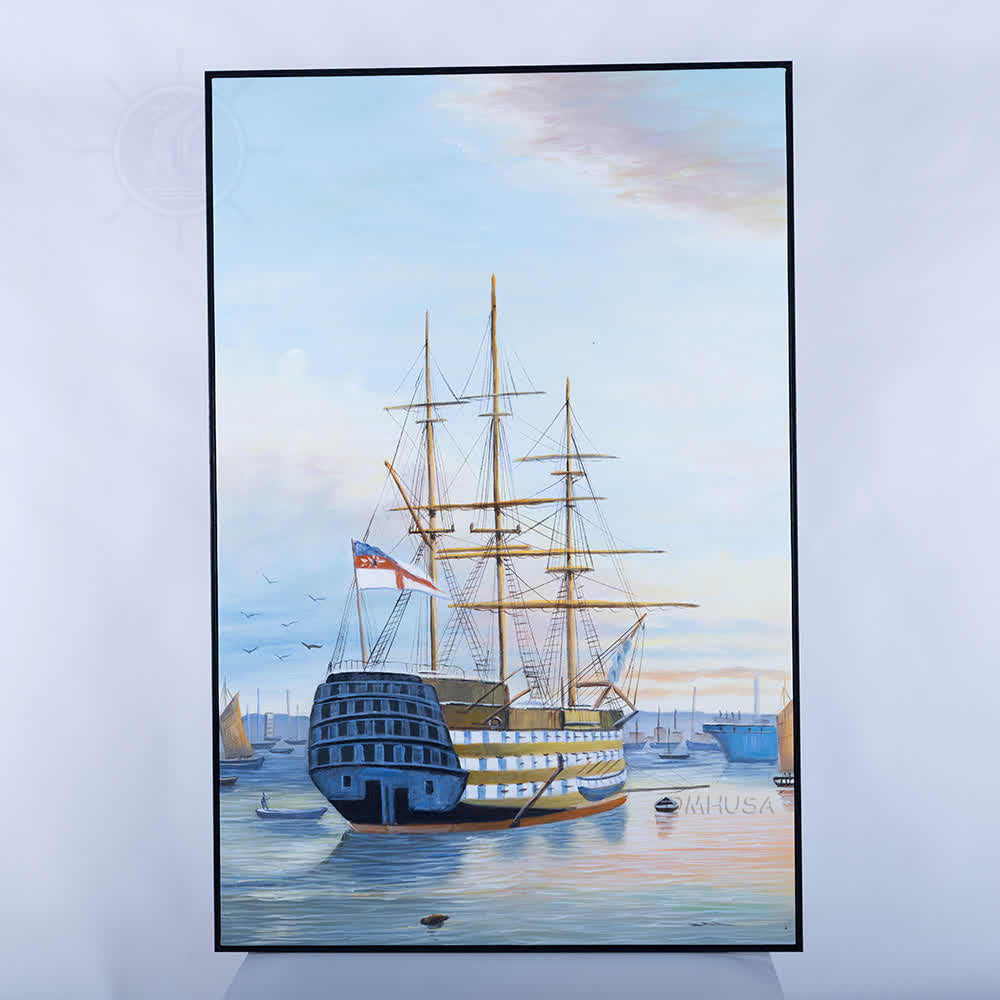 H.M.S. Victory in Portsmouth Harbour - Canvas Painting