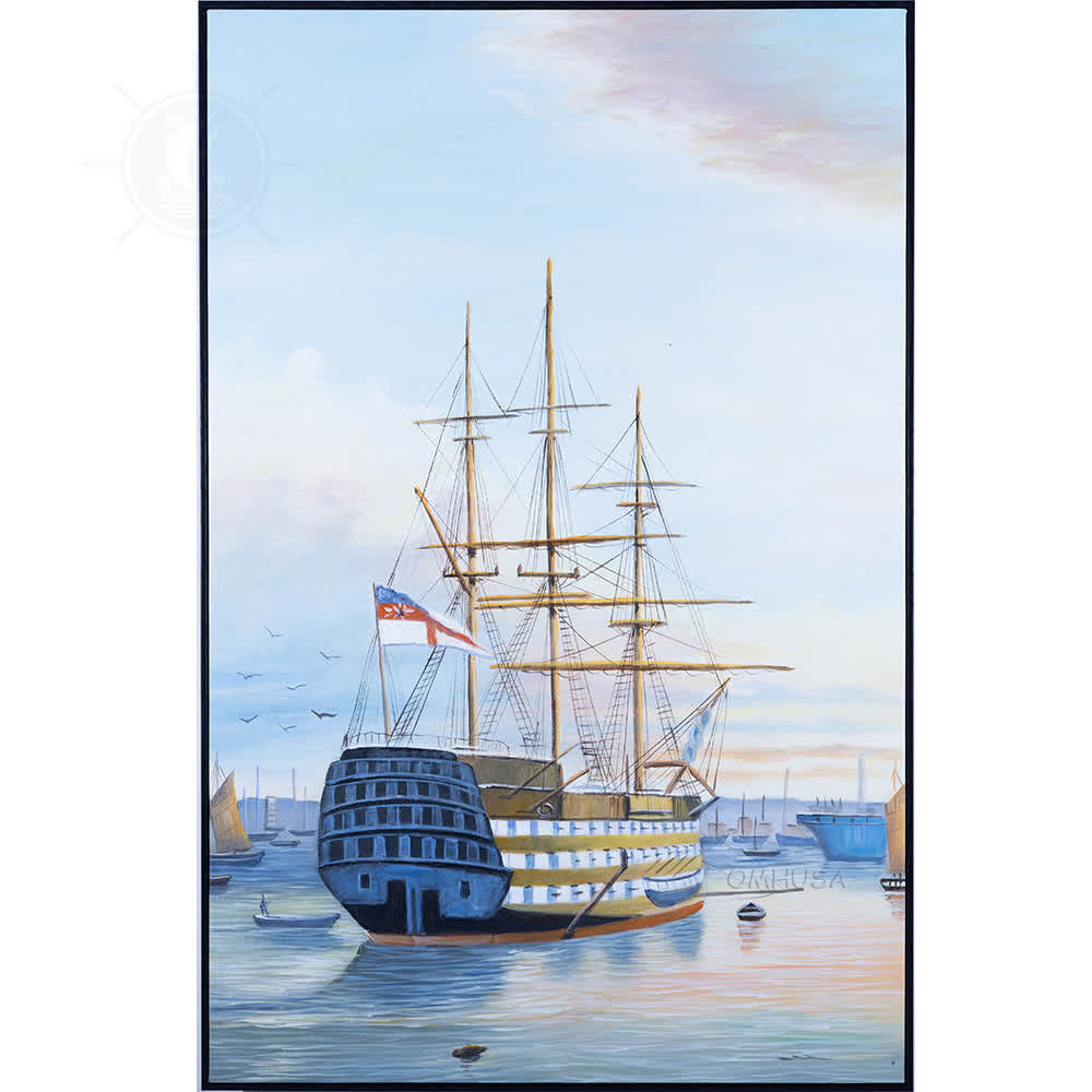 H.M.S. Victory in Portsmouth Harbour - Canvas Painting