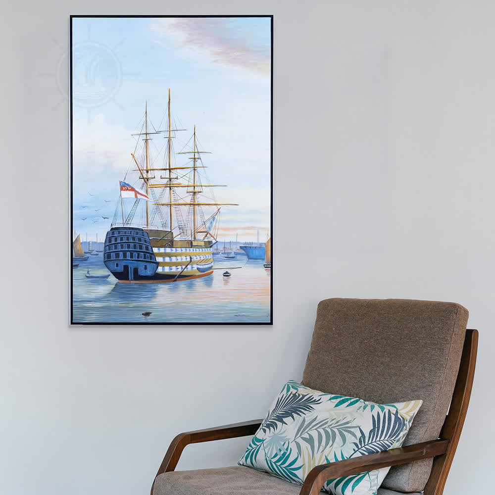 H.M.S. Victory in Portsmouth Harbour - Canvas Painting