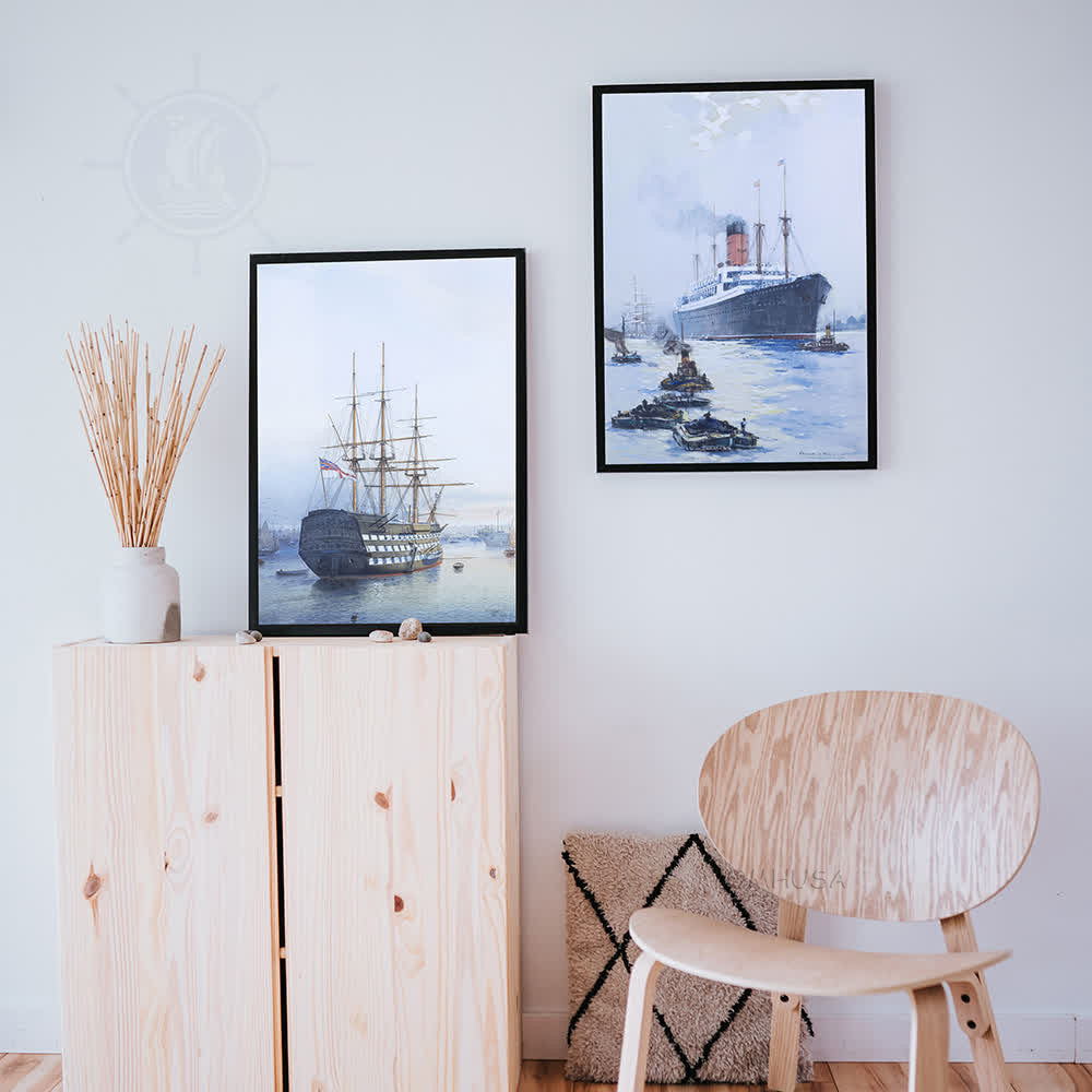 H.M.S. Victory in Portsmouth Harbour - Canvas Painting
