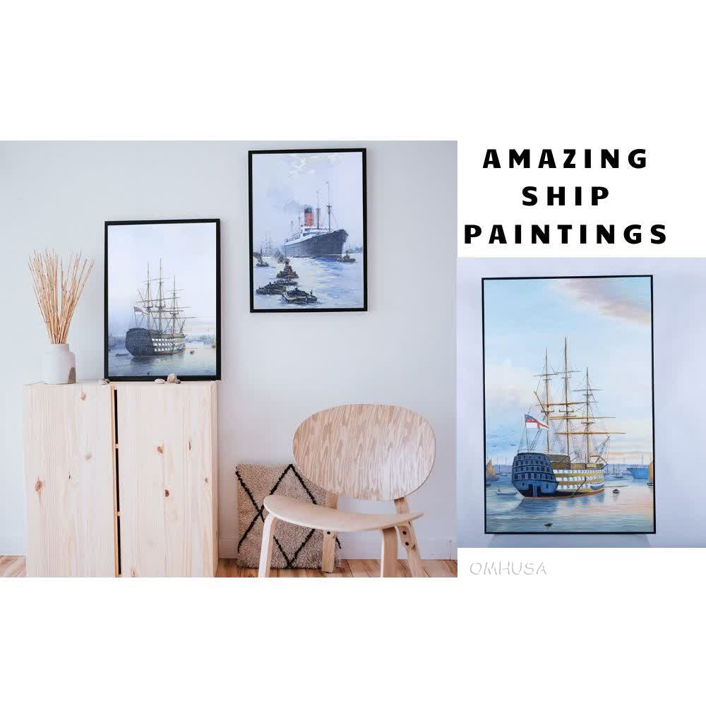 H.M.S. Victory in Portsmouth Harbour - Canvas Painting