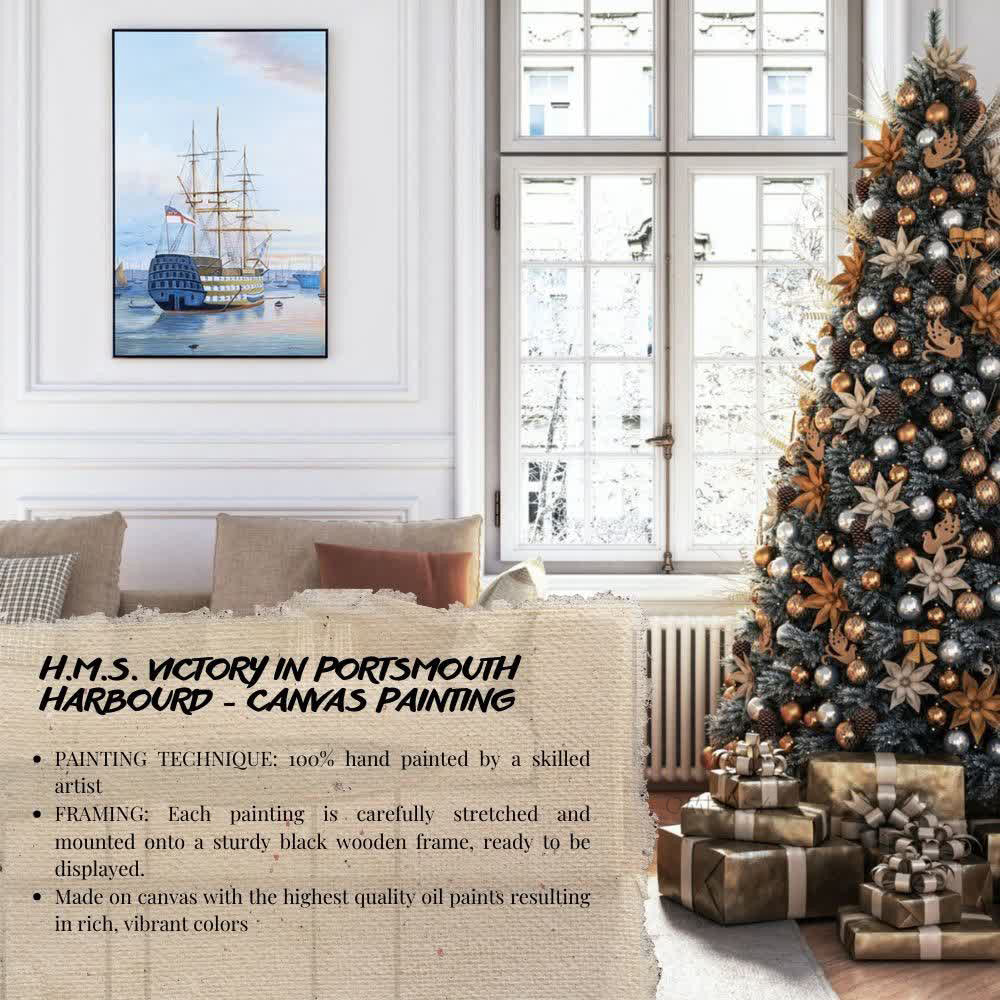 H.M.S. Victory in Portsmouth Harbour - Canvas Painting