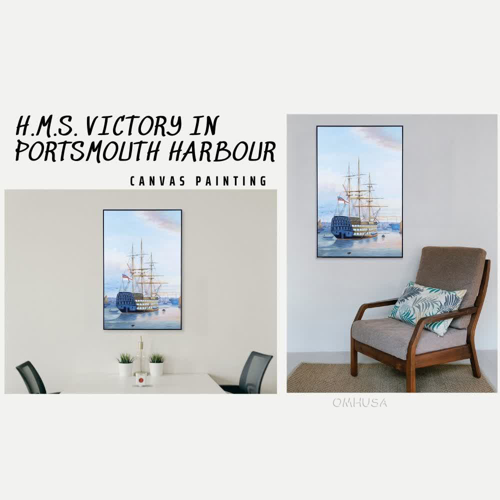 H.M.S. Victory in Portsmouth Harbour - Canvas Painting