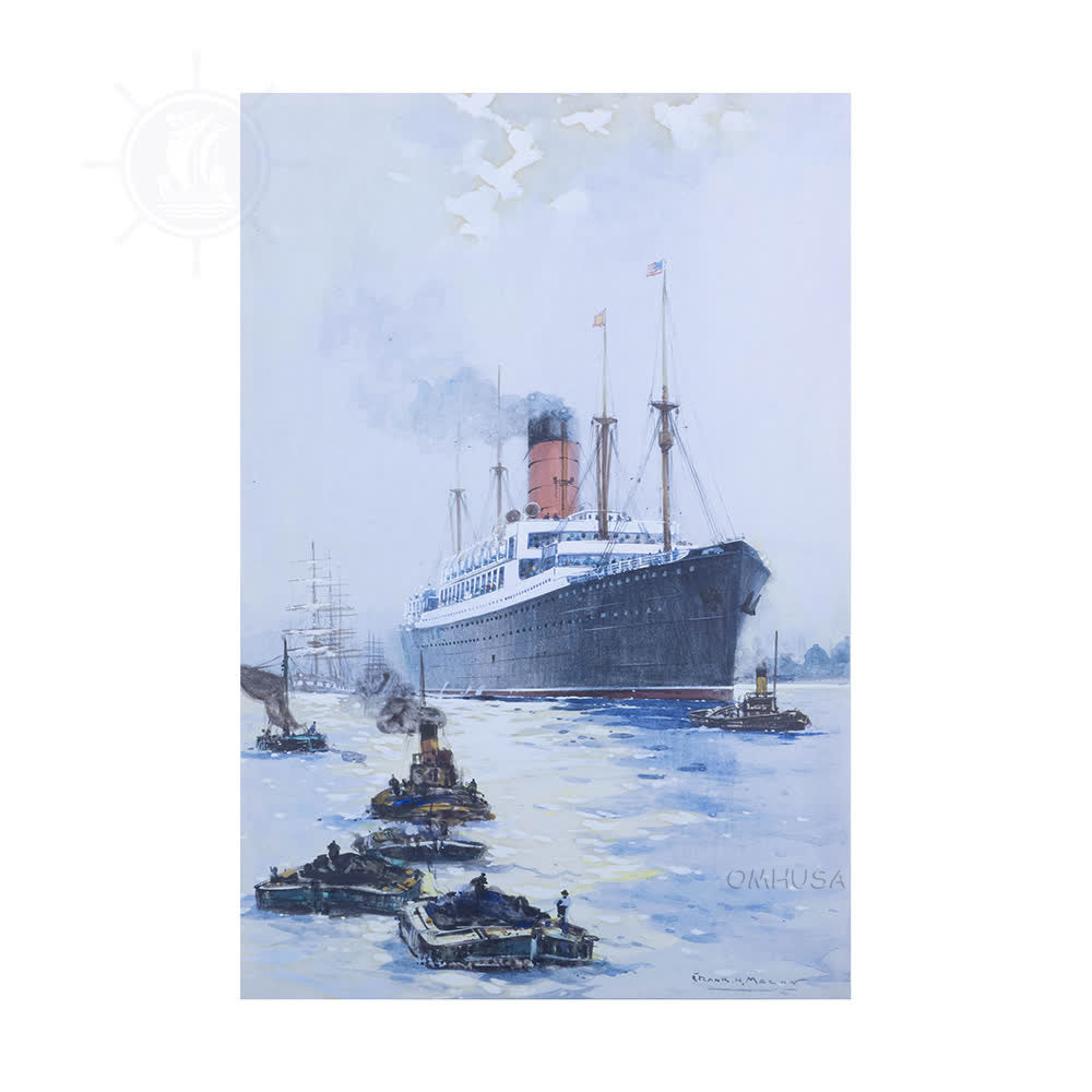 The Cunard Liner Carpathia Outward Bound from Liverpool in the Moonlight - Canvas Print