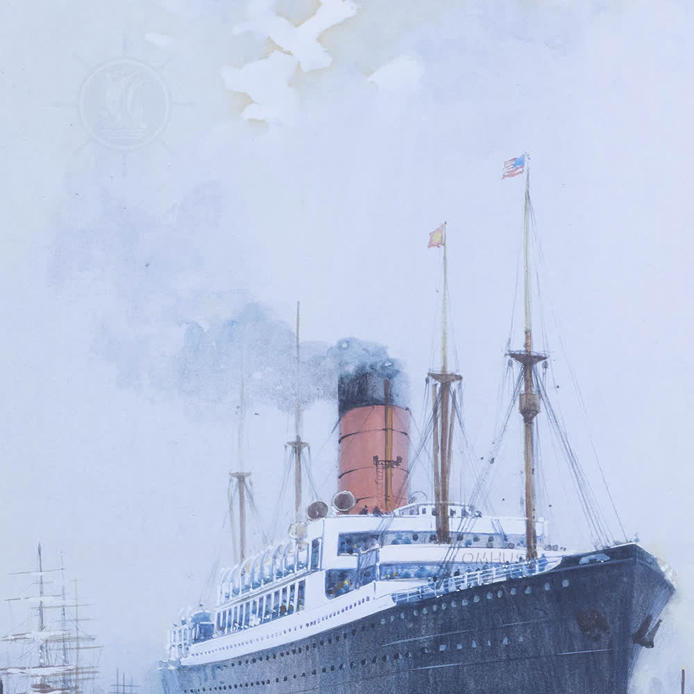 The Cunard Liner Carpathia Outward Bound from Liverpool in the Moonlight - Canvas Print