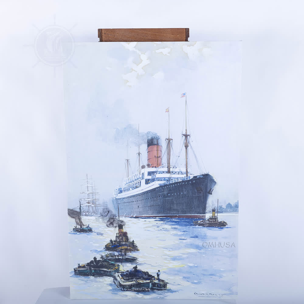 The Cunard Liner Carpathia Outward Bound from Liverpool in the Moonlight - Canvas Print