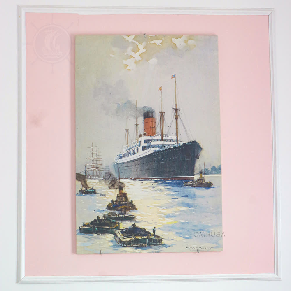 The Cunard Liner Carpathia Outward Bound from Liverpool in the Moonlight - Canvas Print