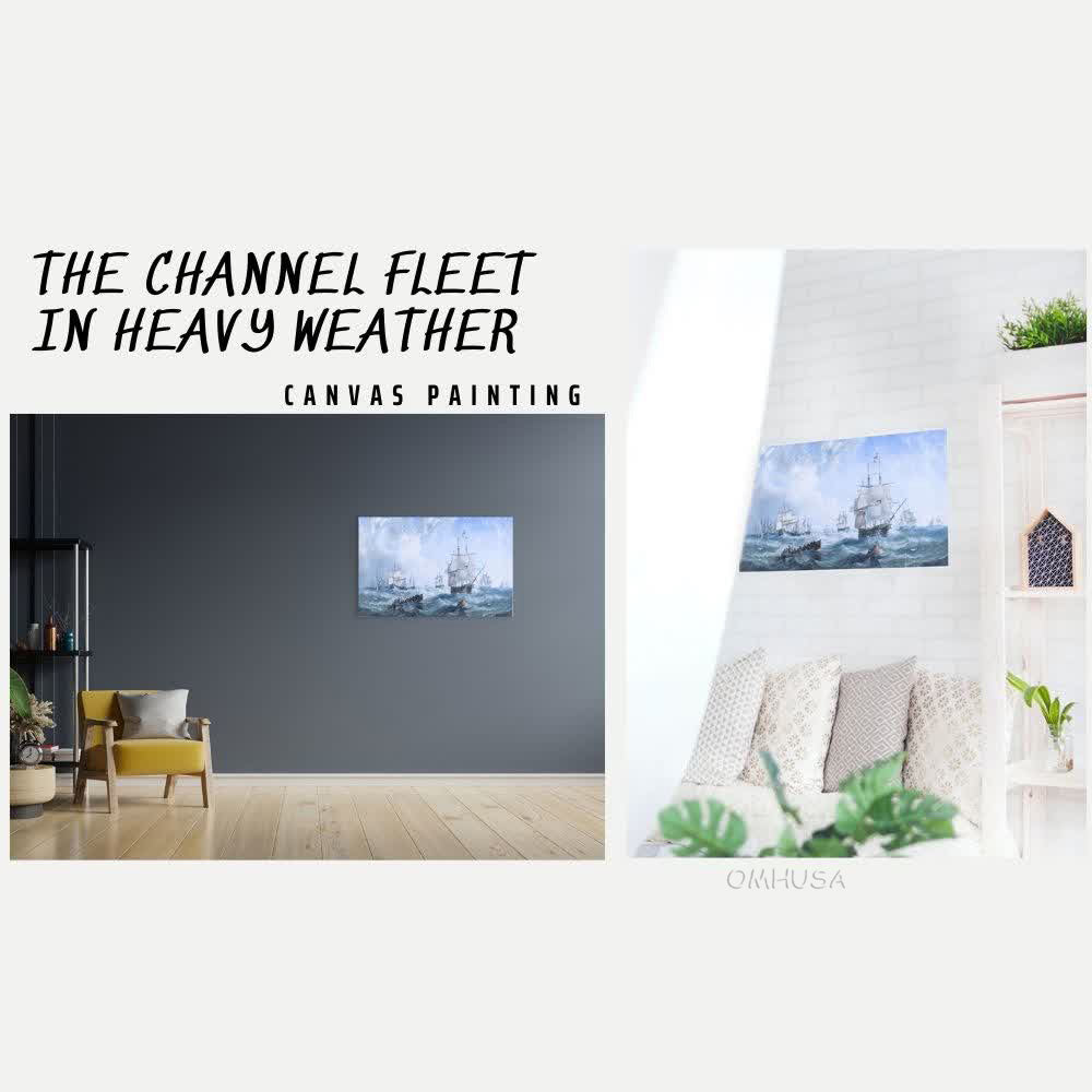 The Channel fleet in heavy weather - Canvas Print