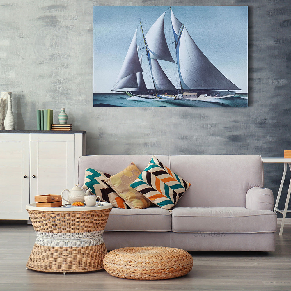 Pair of Yacht Paintings - Canvas Print