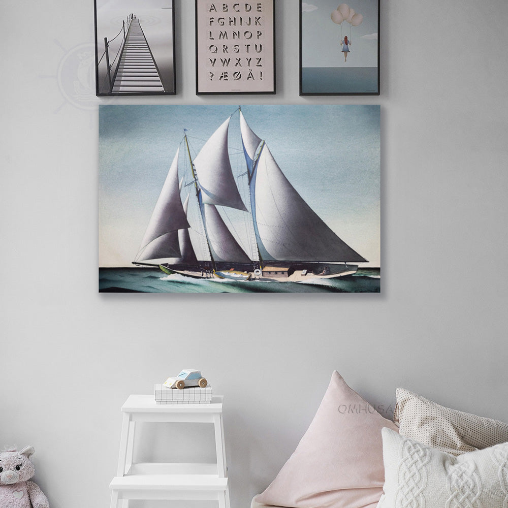 Pair of Yacht Paintings - Canvas Print