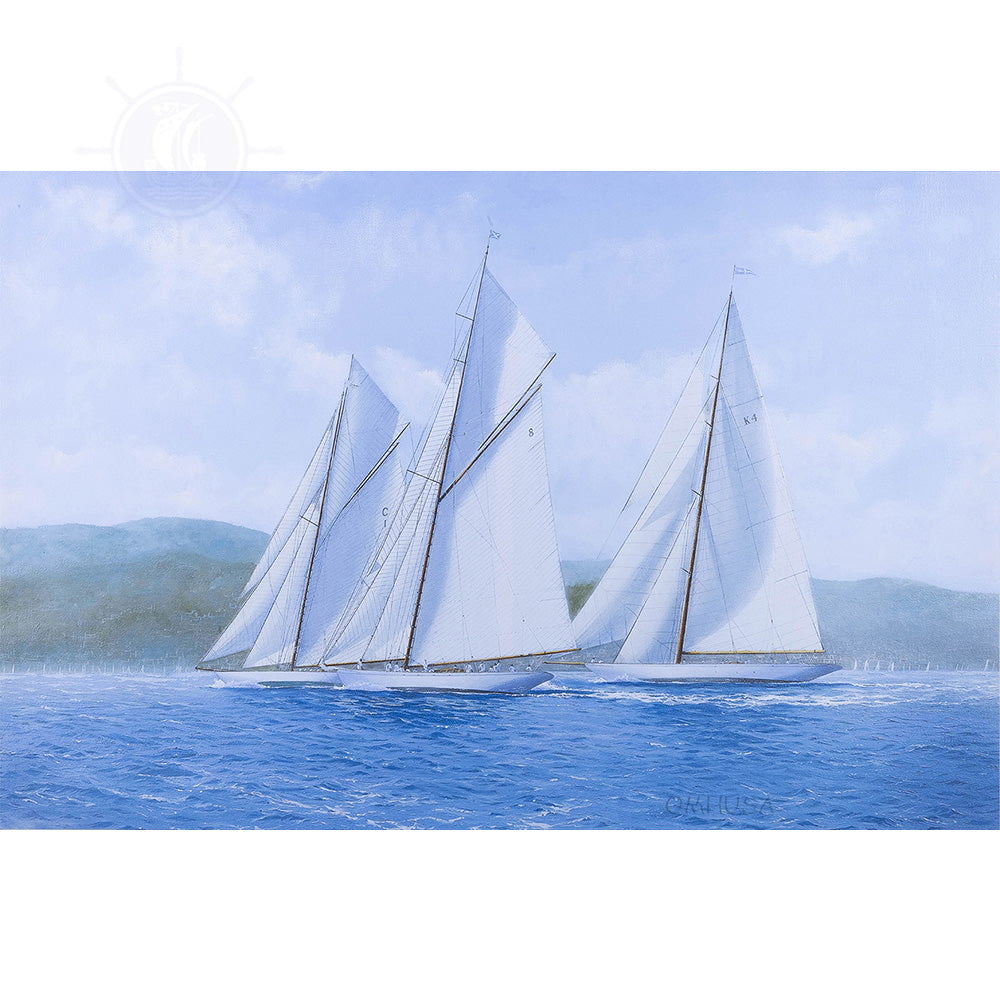 Sailing Yachts Mariquita Moonbeam and Cambria Racing at Regates Royales - Canvas Print