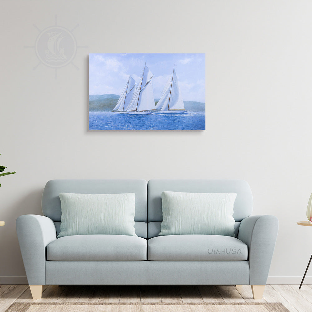 Sailing Yachts Mariquita Moonbeam and Cambria Racing at Regates Royales - Canvas Print