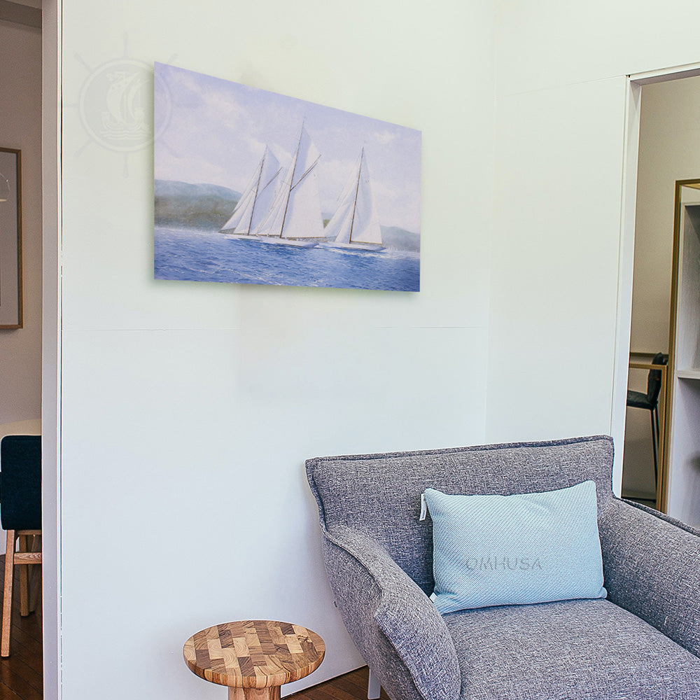 Sailing Yachts Mariquita Moonbeam and Cambria Racing at Regates Royales - Canvas Print